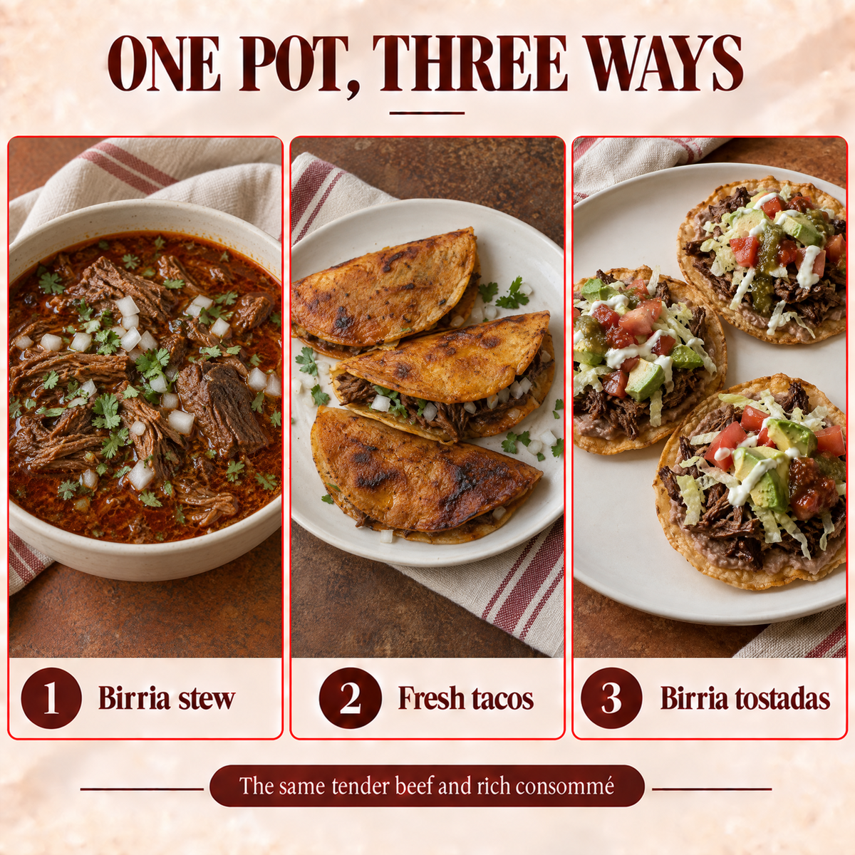 birria recipe guide — one pot three ways